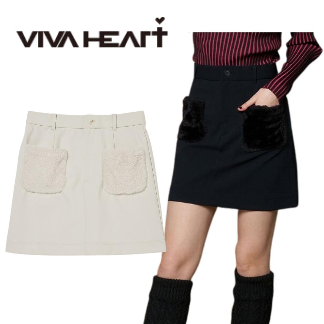 【送料無料】 VIVA HEART ビバハート ファーポケット 台形ミニスカート レディース ゴルフ ゴルフウェア スカート ストレッチ 40/42 M/L 01274042 012-74042