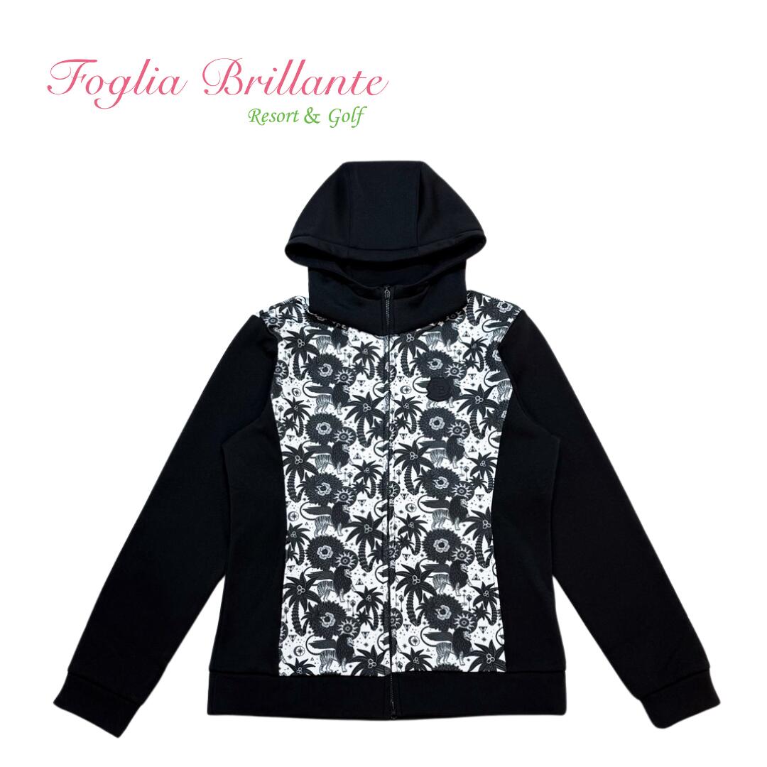 【送料無料】 Foglia Brillante フォーリアブリランテ Orientalブルゾン レディース ゴルフ ウェア パーカー スウェット バックフリース 裏起毛 保温 防寒 Lサイズ FBAL-BL6