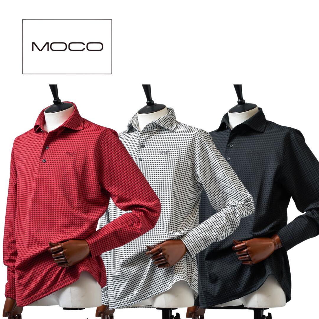 【送料無料】 MOCO モコ HG/JQニットギンガムチェック メンズ ゴルフ ビジネス ウェア 紳士服 ポロシャツ 長袖シャツ 長袖ポロ 48/50/52 M/L/LL/XL 21-2252810 SALE セール