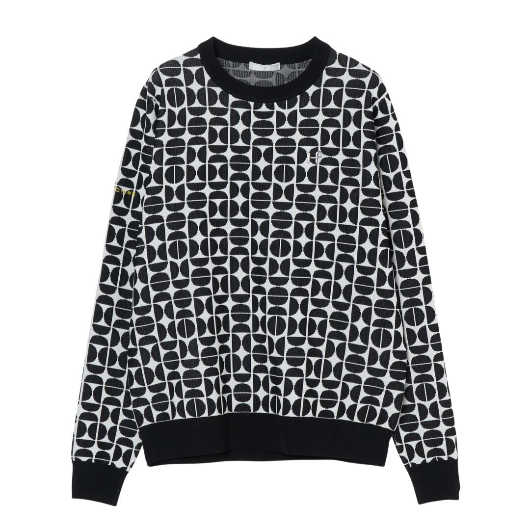 【送料無料】 Heal Creek ヒールクリーク セミサークル柄ダブルジャカードニット レディース ゴルフウェア クルーネック 手洗い可能 40/42 M/L 00215210 002-15210