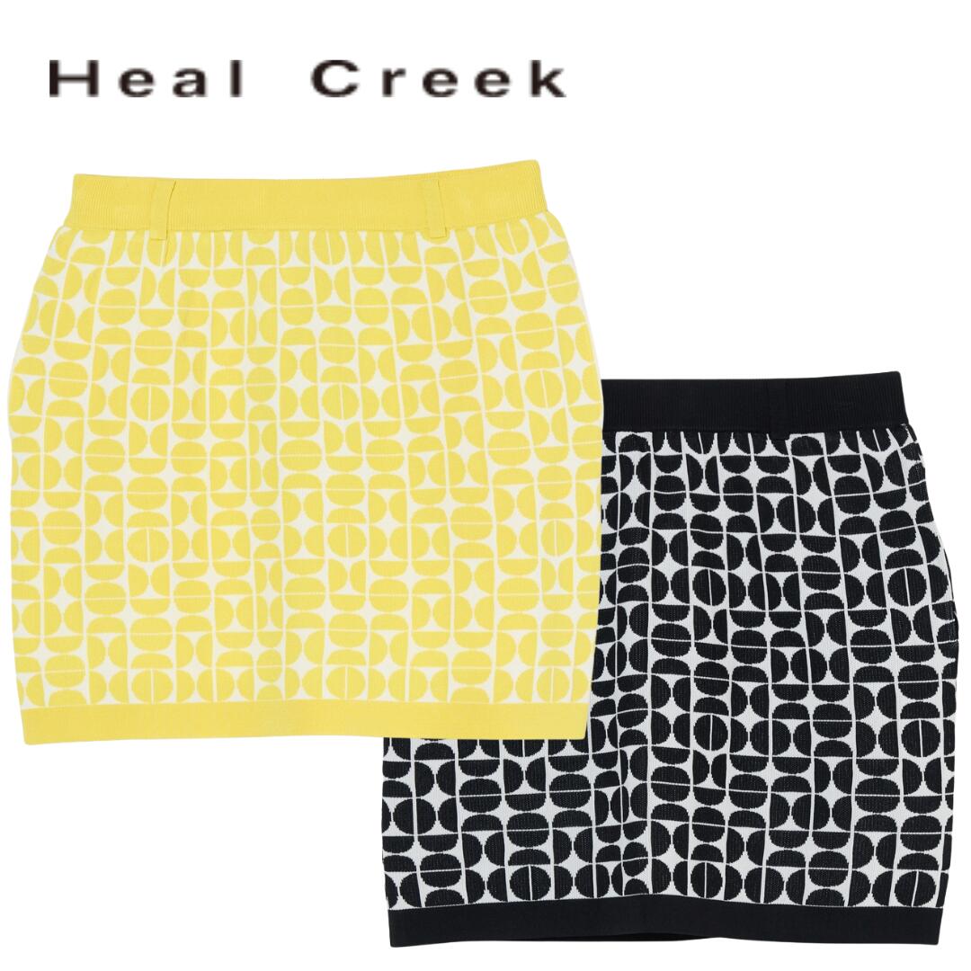 【送料無料】 Heal Creek ヒールクリーク セミサークル柄ダブルジャカードニットスカート レディース ゴルフウェア 手洗い可能 40/42 M/L 00275240 002-75240