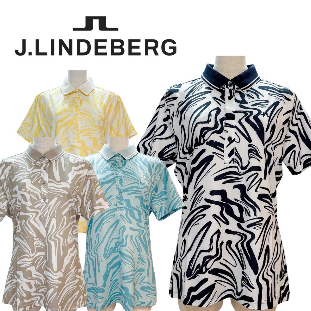 樂天商城 - 【送料無料】 J.LINDEBERG ジェイリンドバーグ Georgia Print Polo レディース ゴルフウェア ポロシャツ 半袖ポロ ストレッチ 吸水速乾 サイズ42 総柄 07225140 072-25140