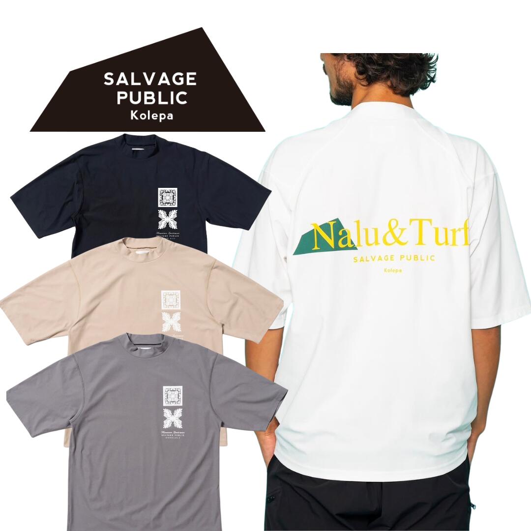 [Free Shipping] SALVAGE PUBLIC Korepa Surf Mock Neck Short-Sleeve Men's Golf Wear, Moisture-Wicking, Quick-Drying, UV Protection, Sizes S/M/L, SVKS6022 S26A0225K