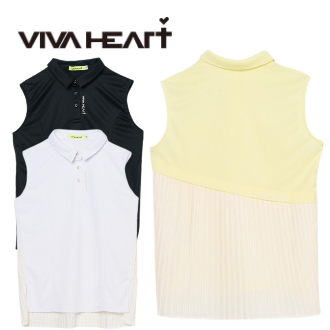 Rakuten - 【送料無料】 VIVA HEART ビバハート バックプリーツノースリーブシャツ ゴルフ レディース ポロシャツ 吸水速乾 UVカット サイズ40 01225470 012-25470