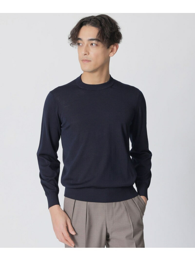 シルクコットン・クルーネックセーター Paul Stuart ポール・スチュアート トップス ニット パープル ネイビー【送料無料】[Rakuten Fashion]