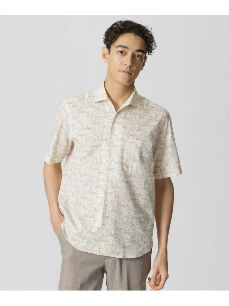 【SALE／21%OFF】ヨットデッサンプリント 半袖シャツ Paul Stuart ポール・スチュアート トップス シャツ・ブラウス ネイビー ホワイト【RBA_E】【送料無料】[Rakuten Fashion] 2