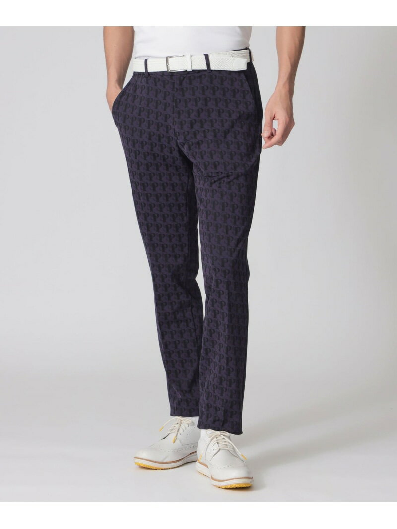 【GOLF Men's】モノグラムゴルフトラウザーズ Paul Stuart ポール・スチュアート パンツ スラックス・ドレスパンツ ネイビー ホワイト【送料無料】[Rakuten Fashion]