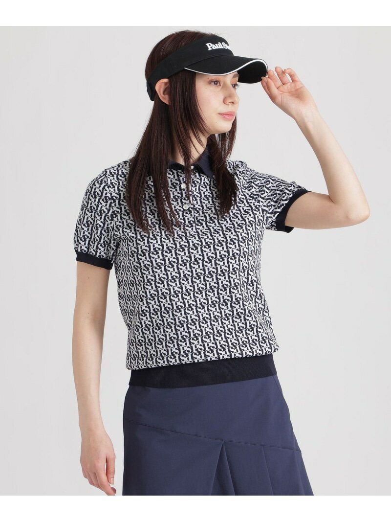 【GOLF Women's】PSジャガードニットポロシャツ Paul Stuart ポール・スチュアート トップス ニット グレー ネイビー【送料無料】[Rakuten Fashion]