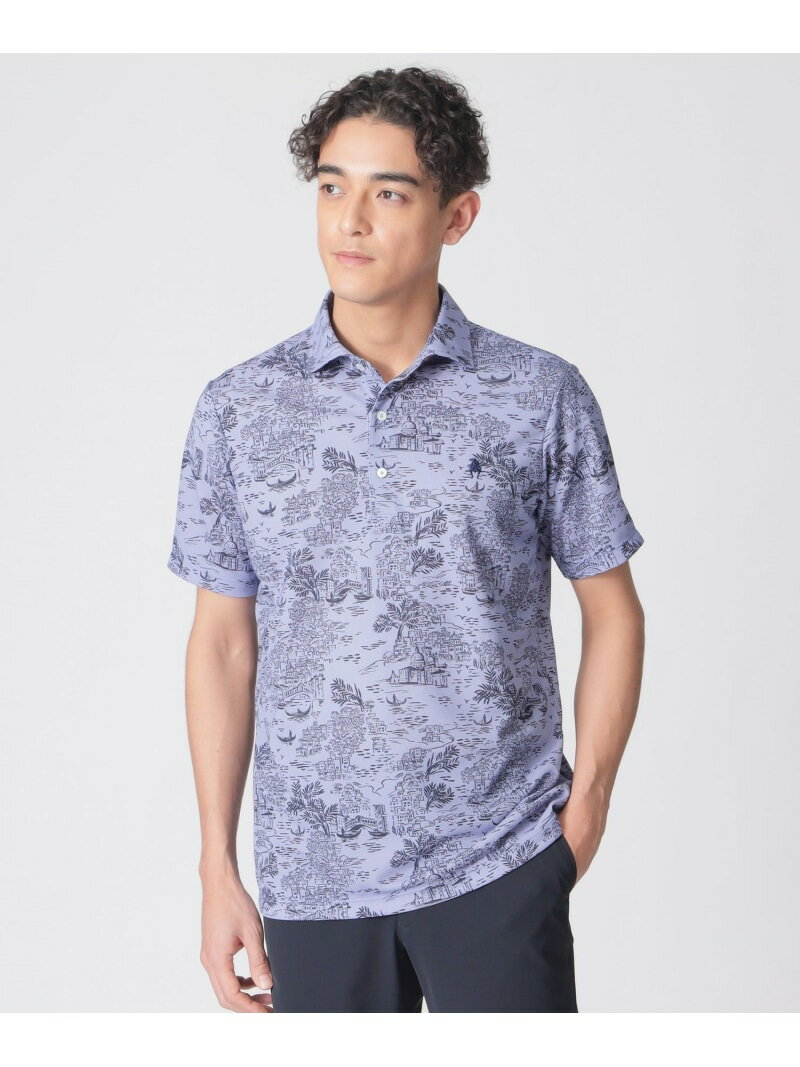 Rakuten - 【GOLF Men's】ヴェニス柄プリント半袖ポロシャツ Paul Stuart ポール・スチュアート トップス ポロシャツ パープル ホワイト【送料無料】[Rakuten Fashion]
