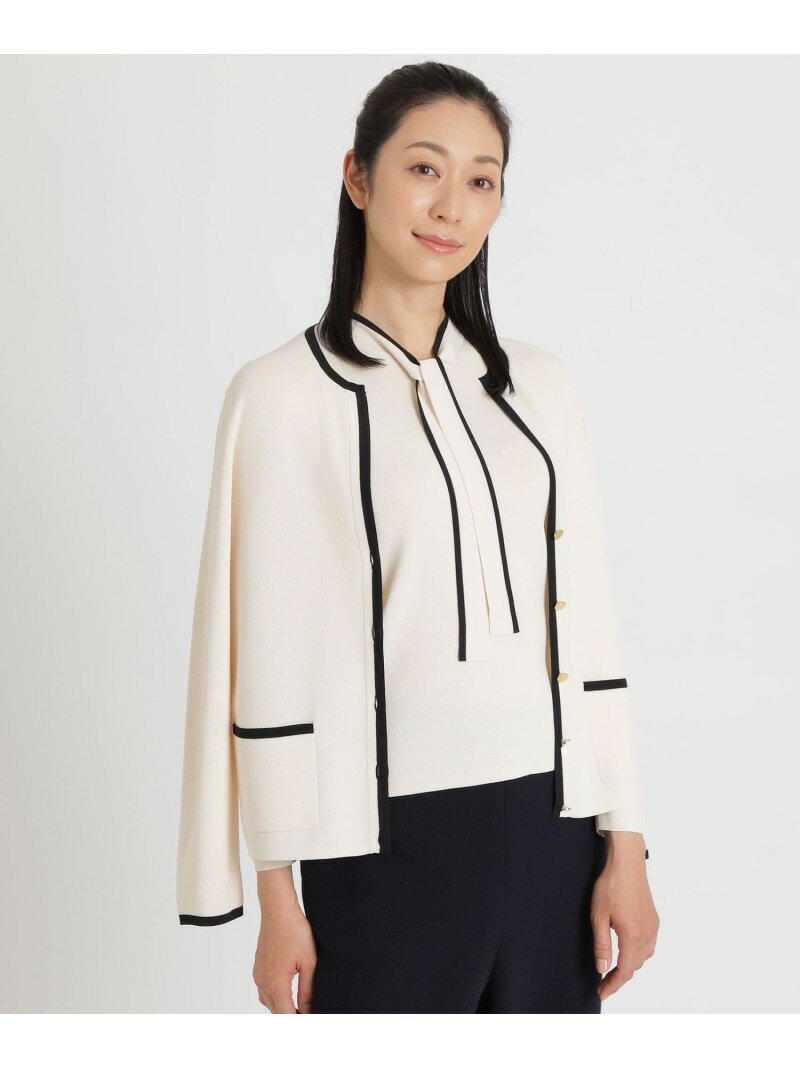 【SALE／20%OFF】アセテートストレッチ V開きカーディガン【ウォッシャブル】 Paul Stuart ポール・スチュアート トップス ニット ブラウン ネイビー ホワイト【RBA_E】【送料無料】[Rakuten Fashion]