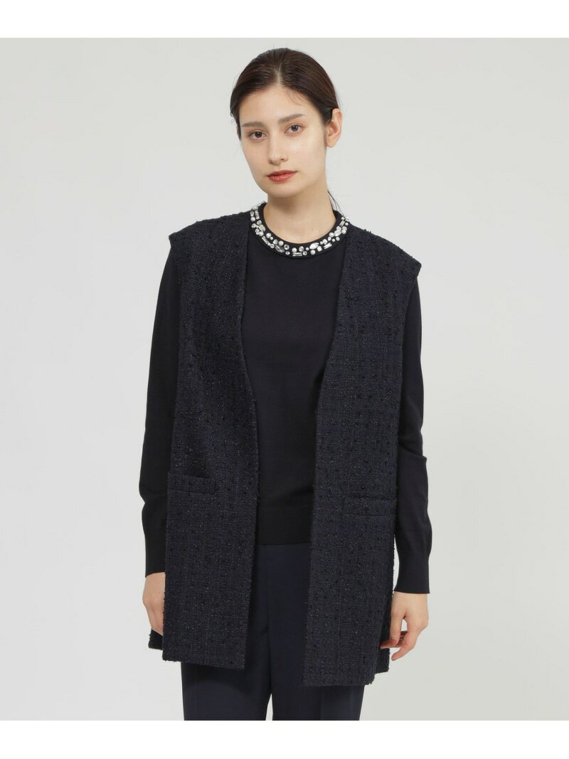 Rakuten - 【SALE／23%OFF】ラメツイード ジレ Paul Stuart ポール・スチュアート ジャケット・アウター ノーカラージャケット ネイビー【RBA_E】【送料無料】[Rakuten Fashion]