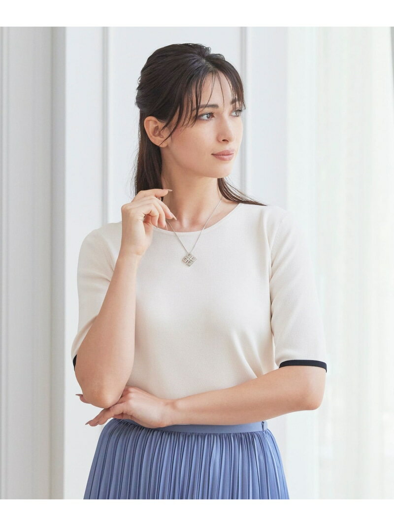 【SALE／20%OFF】アセテートストレッチ クルーネックプルオーバー【ウォッシャブル】 Paul Stuart ポール・スチュアート トップス ニット ネイビー ホワイト ブラウン【RBA_E】【送料無料】[Rakuten Fashion]