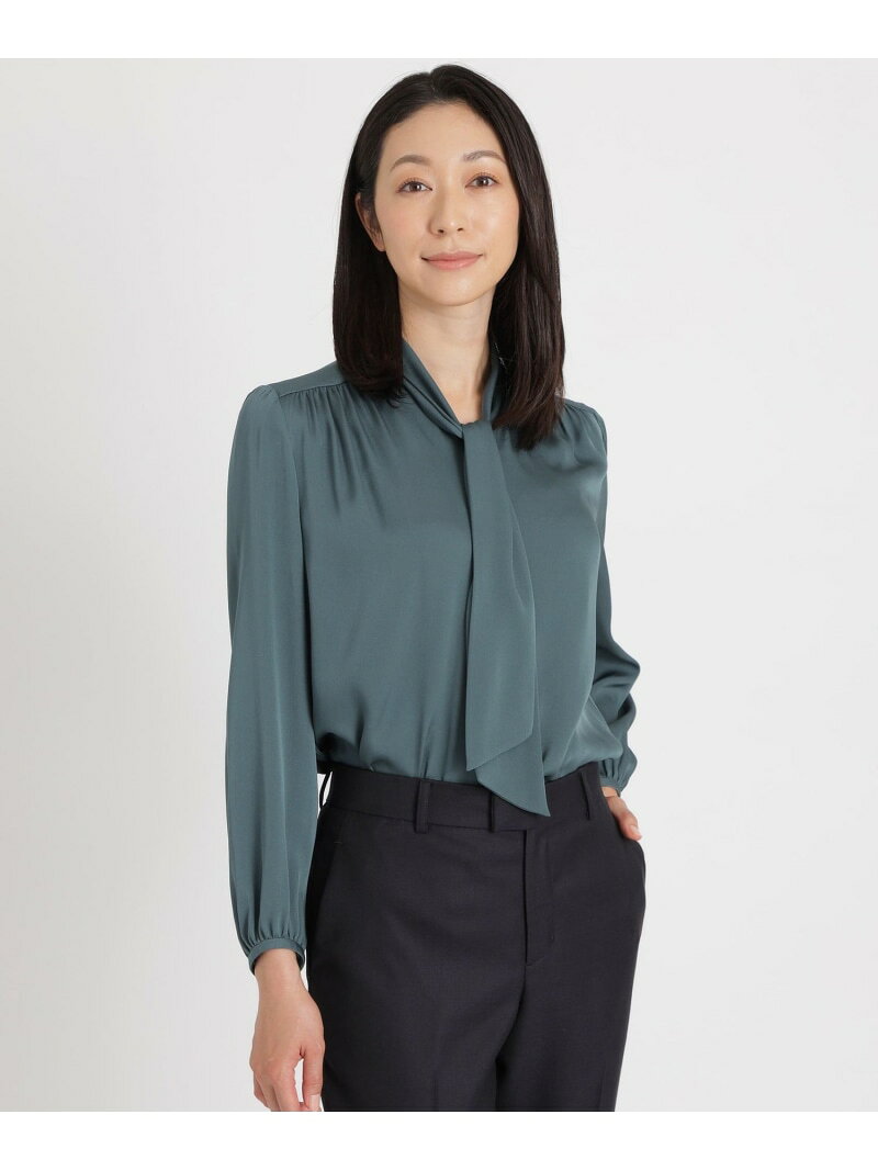 【SALE／25%OFF】【DRESS BLOUSE】ウォッシャブルシルクボウタイブラウス Paul Stuart ポール・スチュアート トップス シャツ・ブラウス ホワイト ピンク ブルー【RBA_E】【送料無料】[Rakuten Fashion]