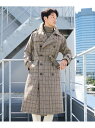 【SANYOCOAT*Paul Stuart】 ブリティッシュツイード ダブルトレンチコート Paul Stuart ポール・スチュアート ジャケット・アウター...
