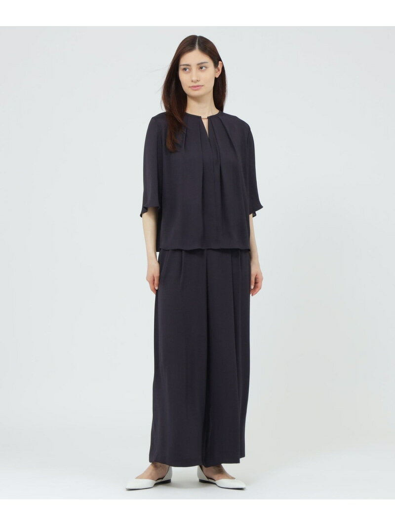 【WEB・一部店舗限定】【ウォッシャブル/防しわ性】バックサテンジョーゼット ブラウス Paul Stuart ポール・スチュアート トップス シャツ・ブラウス ブラウン ネイビー【送料無料】[Rakuten Fashion] 3