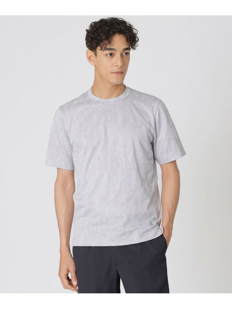 【SALE／25%OFF】リーフ柄ジャカードTシャツ(半袖) Paul Stuart ポール・スチュアート トップス カットソー・Tシャツ ネイビー ホワイト【RBA_E】【送料無料】[Rakuten Fashion]