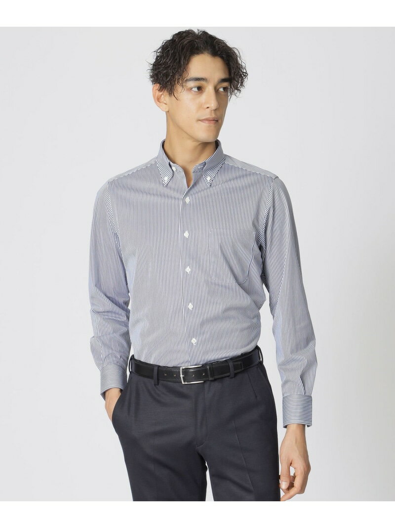 Rakuten - 【SALE／25%OFF】【Nikkei magazine掲載】「Stuart's Traveler」 ストライププリント ストレッチシャツ Paul Stuart ポール・スチュアート トップス シャツ・ブラウス ネイビー ブルー グレー【RBA_E】【送料無料】[Rakuten Fashion]