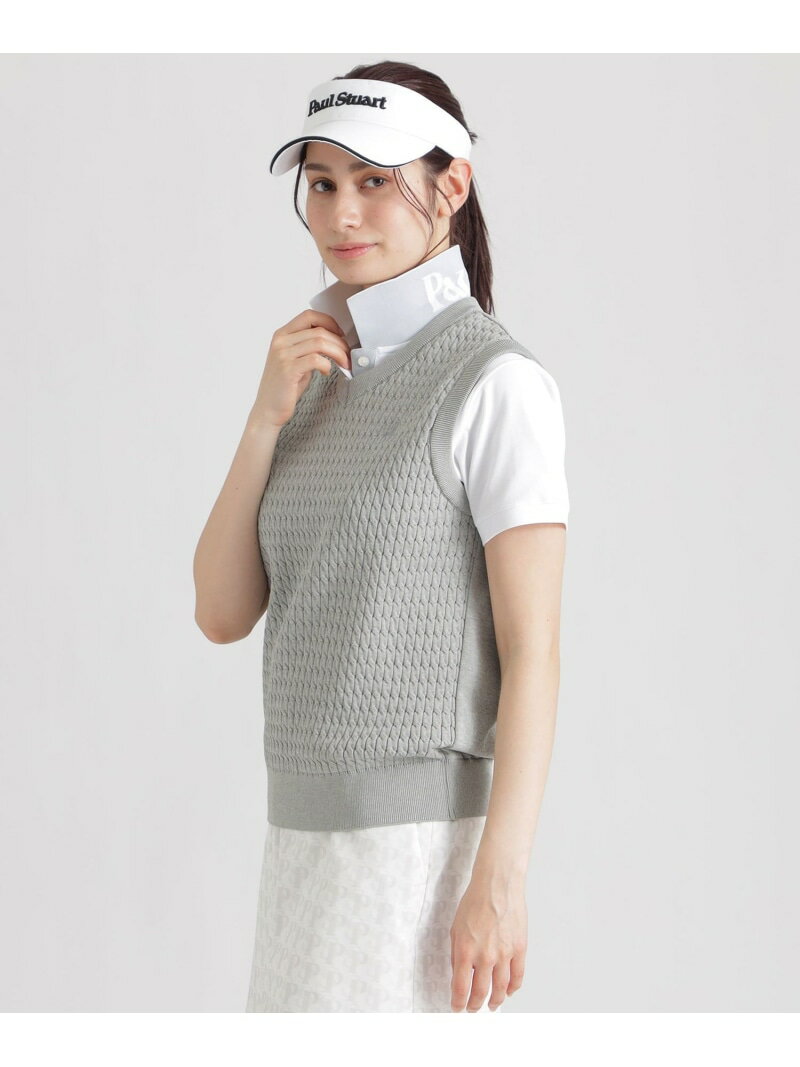 Rakuten - 【GOLF Women's】ケーブルニットベスト Paul Stuart ポール・スチュアート トップス ニット グレー ネイビー【送料無料】[Rakuten Fashion]