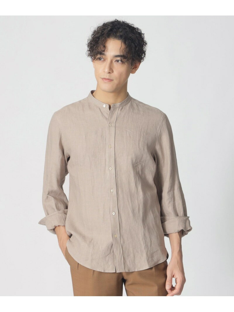 Rakuten - 【COLLECTION LINE】バンドカラー/スポーツシャツ Paul Stuart ポール・スチュアート トップス シャツ・ブラウス ベージュ パープル【送料無料】[Rakuten Fashion]