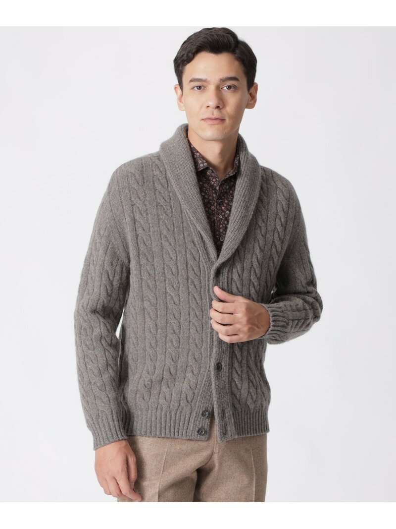 【SALE／40%OFF】ウールカシミヤケーブルショールカラーカーディガン/セーター Paul Stuart ポール・スチュアート トップス ニット ベージュ ホワイト【RBA_E】【送料無料】[Rakuten Fashion]