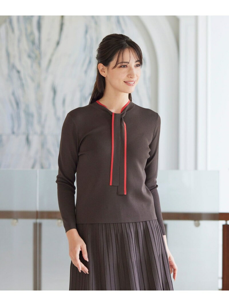 【SALE／20%OFF】アセテートストレッチ ボウタイプルオーバー【ウォッシャブル】 Paul Stuart ポール・スチュアート トップス ニット ネイビー ホワイト ブラウン【RBA_E】【送料無料】[Rakuten Fashion]