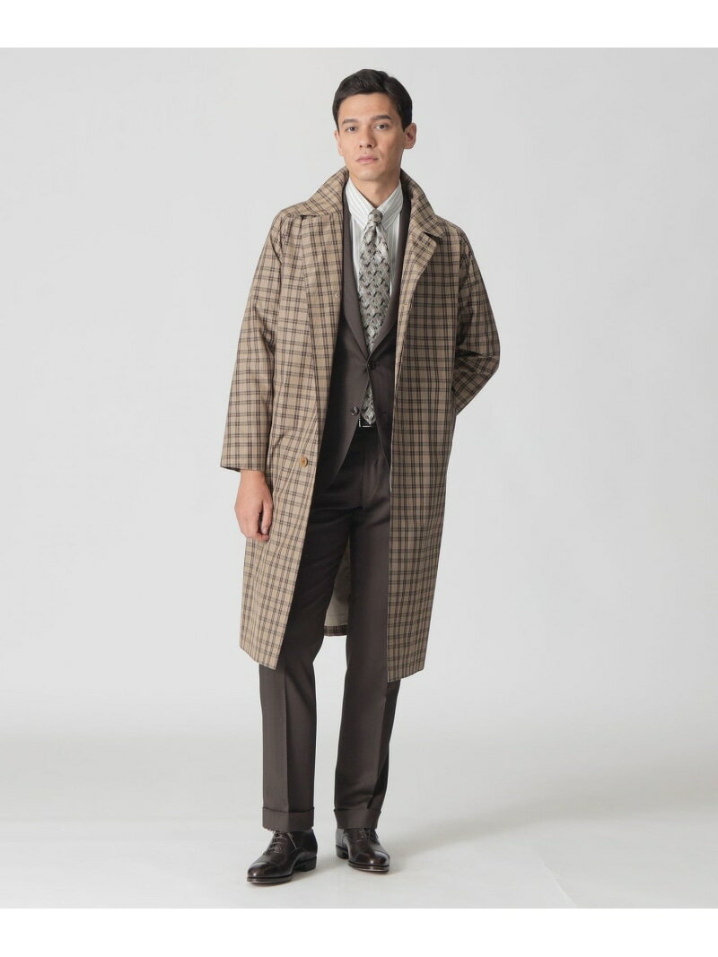 【SALE／25%OFF】【数量限定】「COLLECTION LINE」チェック柄 ベルテッドバルマカーンコート Paul Stuart ポール・スチュアート ジャケット・アウター ステンカラーコート ブラウン【RBA_E】【送料無料】[Rakuten Fashion]