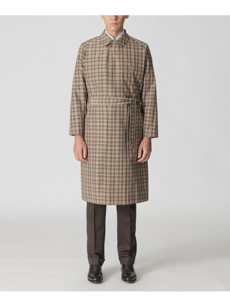 【SALE／25%OFF】【数量限定】「COLLECTION LINE」チェック柄 ベルテッドバルマカーンコート Paul Stuart ポール・スチュアート ジャケット・アウター ステンカラーコート ブラウン【RBA_E】【送料無料】[Rakuten Fashion]