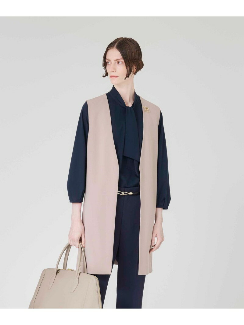 Rakuten - 【SALE／23%OFF】【ウォッシャブル】トリアセジョーゼット ジレ Paul Stuart ポール・スチュアート ジャケット・アウター ノーカラージャケット ブラウン ネイビー【RBA_E】【送料無料】[Rakuten Fashion]