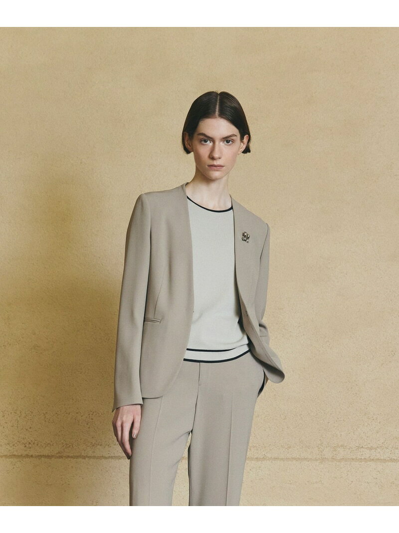 Rakuten - 【SALE／21%OFF】【ウォッシャブル】トリアセジョーゼット ジャケット Paul Stuart ポール・スチュアート ジャケット・アウター ノーカラージャケット ネイビー ブラウン【RBA_E】【送料無料】[Rakuten Fashion]