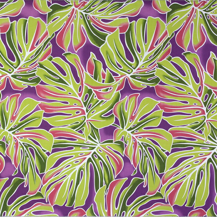 ハワイアンファブリック 紫 モンステラ 大柄 fab-2896PP【4ヤードまでメール便可】