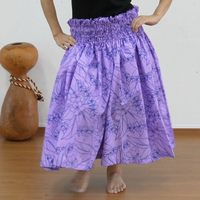 パウスカート 紫 ハイビスカス プルメリア レイ spau-2892PP サイズが選べる フラダンス衣装