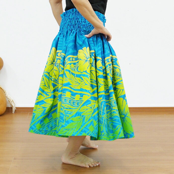 パウスカート 水色 ハイビスカス カヒコ spau-2898AQ サイズが選べる フラダンス衣装