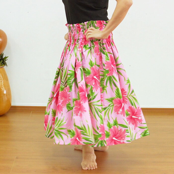 パウスカート ピンク ハイビスカス spau-2906Pi サイズが選べる フラダンス衣装