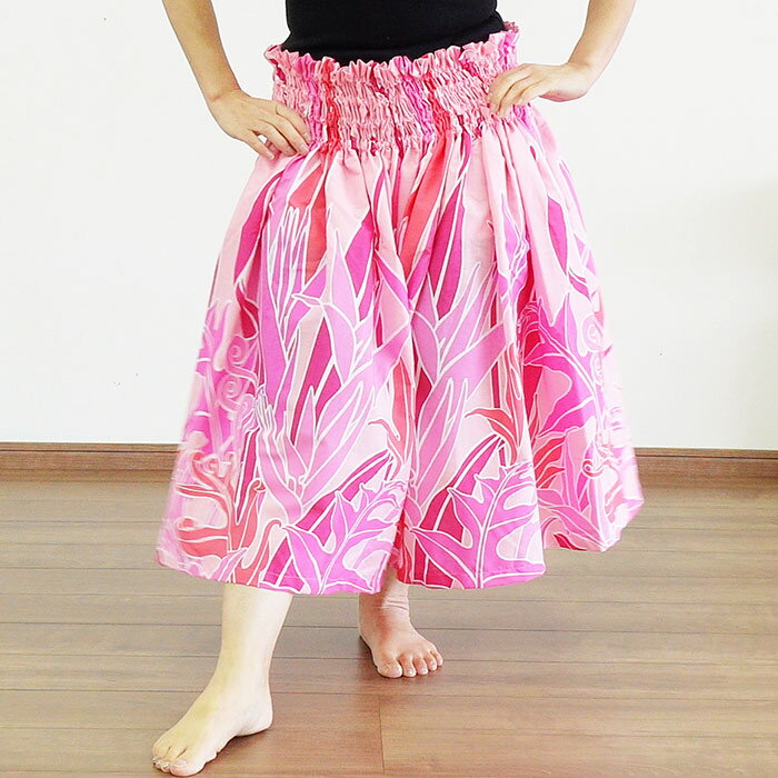 パウスカート ピンク バードオブパラダイス柄 spau-2945Pi サイズが選べる フラダンス衣装