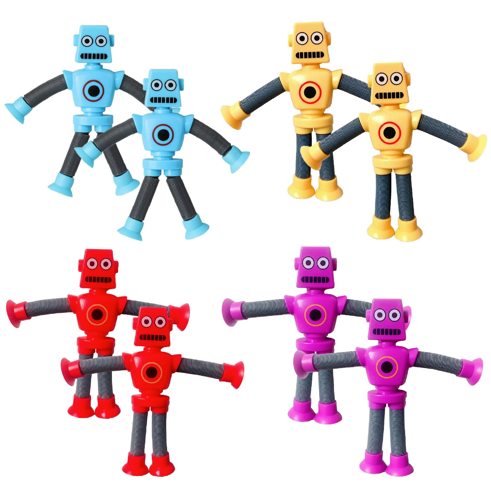 Rakuten - Boono ポップチューブ ロボット 玩具 手足が伸びる ロボット おもちゃ くだらない 面白いプレセント 吸盤 おもちゃ (8個)
