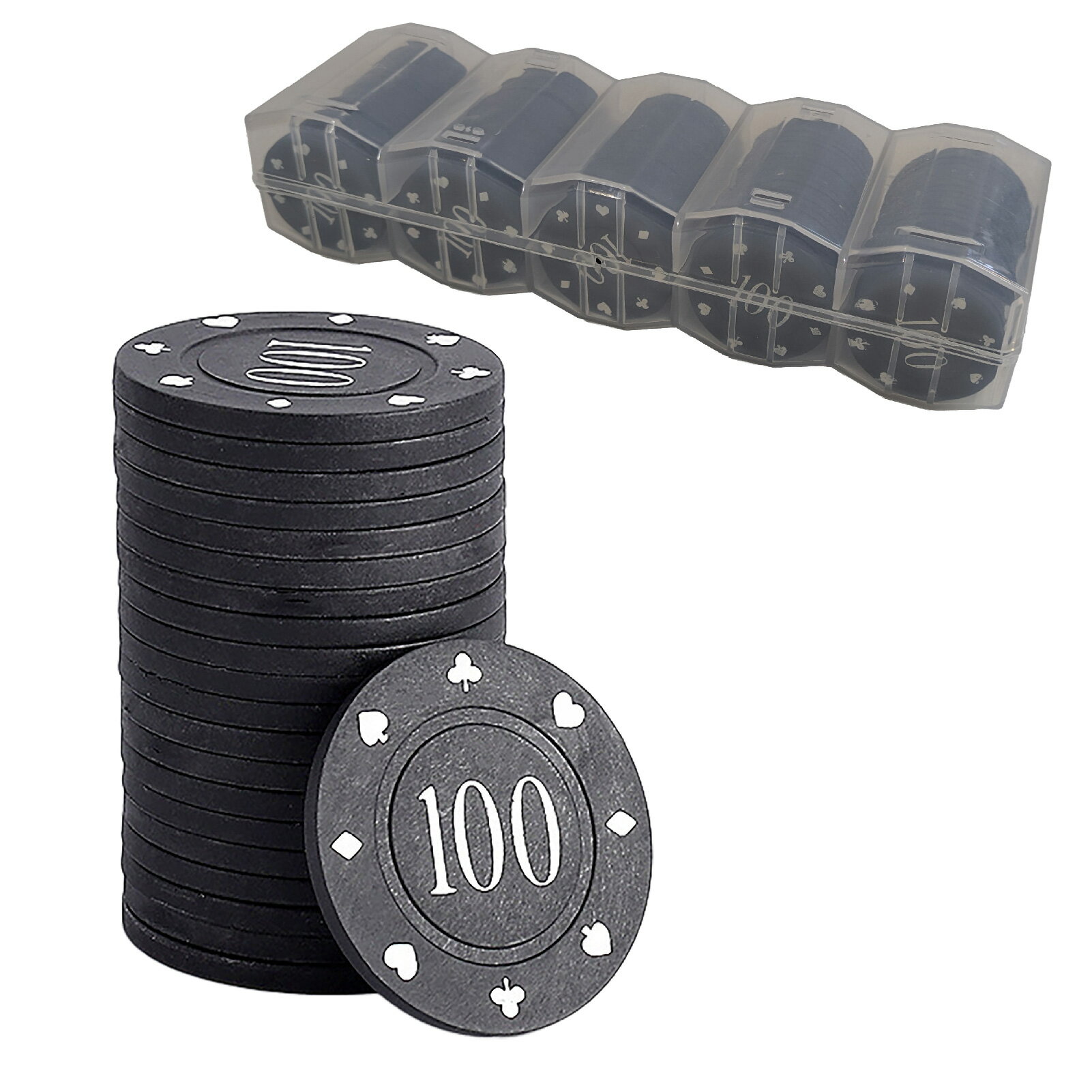 乐天商城 - Boono ポーカーチップ カジノチップ カジノコイン チップポーカー ケース付き poker chips (100枚セット(100のみ))