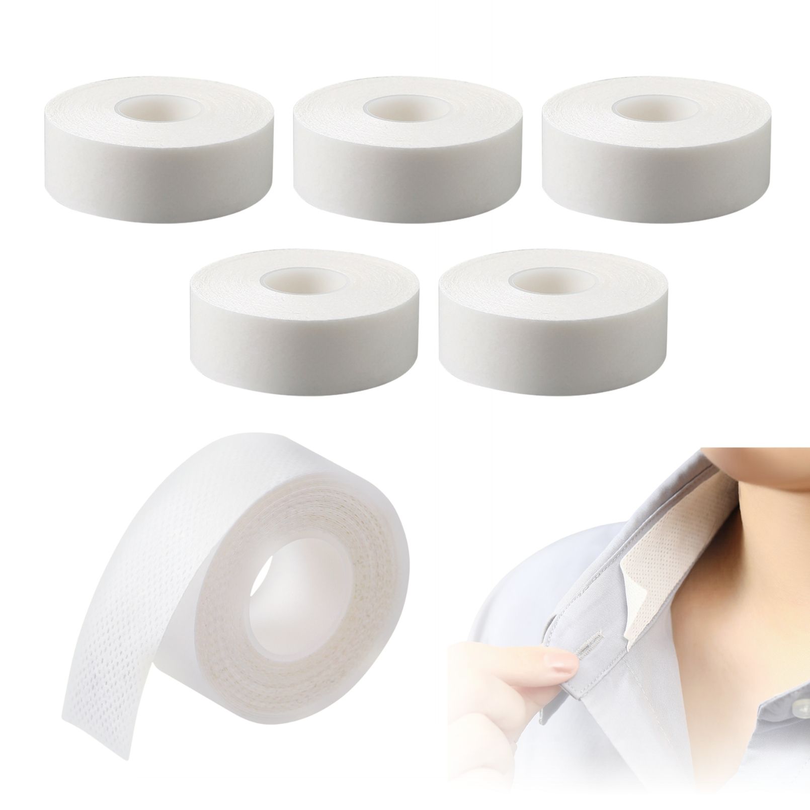 乐天商城 - Boono 襟汚れ防止テープ 8M×5本 ワイシャツ 襟汚れ防止 帽子汚れ防止テープ 使い捨て (8M×5本)