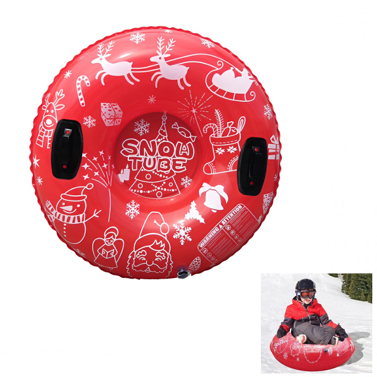 Rakuten - Boono スノーチューブ ハンドル付き ソリ そり 子供 雪遊び 玩具 子供用スノーチューブ (90cm 子供用 レッド)
