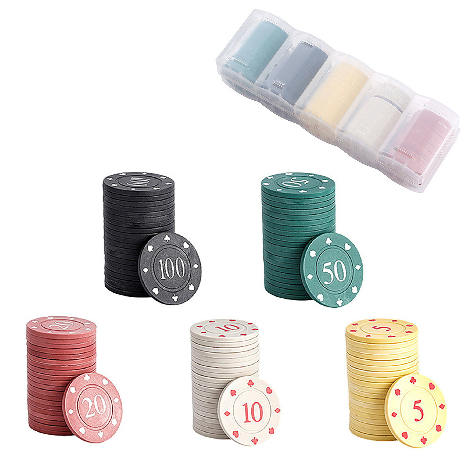 乐天商城 - Boono ポーカーチップ カジノチップ カジノコイン チップポーカー ケース付き poker chips (100枚セット(5.10.20.50.100))