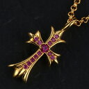 【楽天スーパーSALE対象】メンズ ネックレス ゴールド タイニークロス ファット ペンダント ルビー カラー 22K ゴールドGP ジュエリー 誕生日 プレゼ...