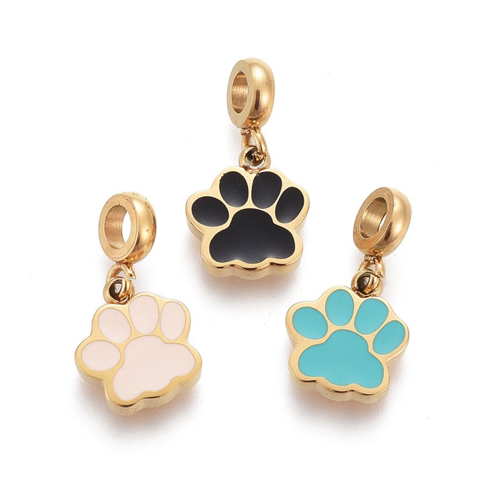 【月間優良ショップ受賞】肉球イオンプレーティングエナメルチャーム アクセサリーパーツ あしあと 足跡 猫柄