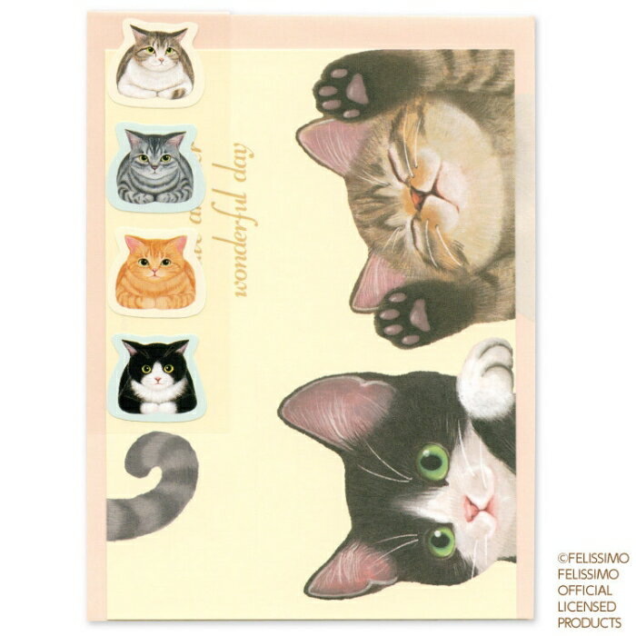 【月間優良ショップ受賞】フェリシモ猫部 レターセット 便箋 封筒 シール付き ネコ柄