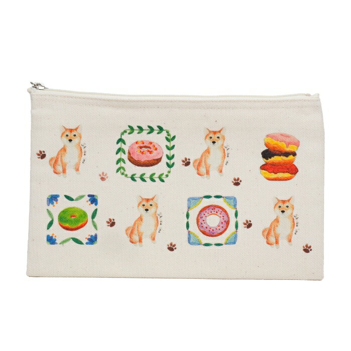 mongobess フラットポーチ（柴犬）モンゴベス 犬柄 トラベルポーチ