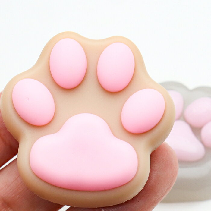 肉球消しゴム スクイーズ 足跡 あしあと 足あと 猫柄 ぷにぷに ネコ柄 pawstore-10005933 肉球雑貨ホワイトアンドピーチ サンプル画像2