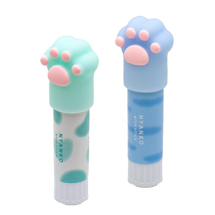 おてて スティックのり 肉球 足あと 足跡 あしあと 猫柄 三毛猫 トラ猫 みけ とら ミント ブルー