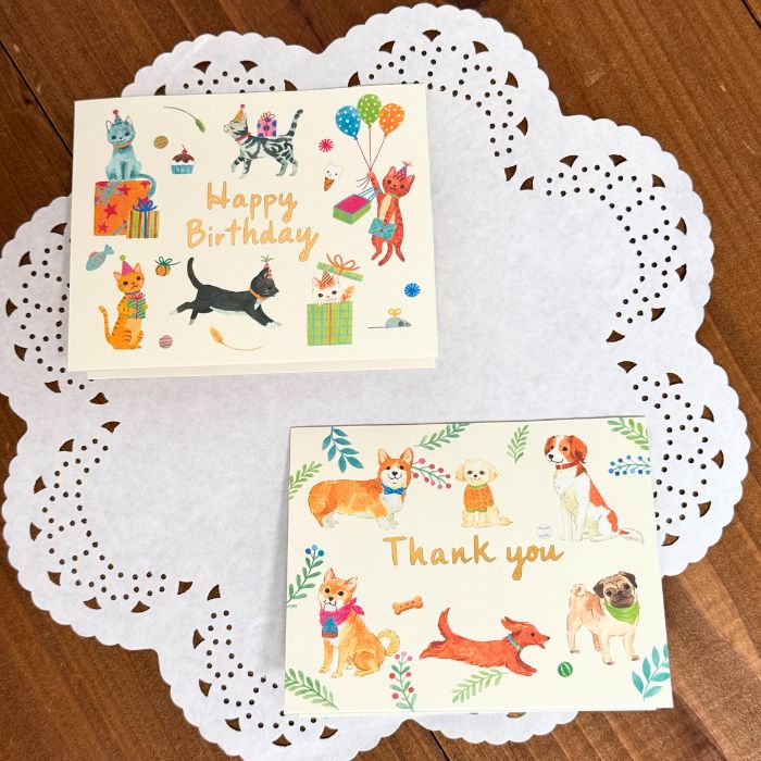 HAC MTY立体ミニカード グリーティングカード 犬柄 猫柄 コーギー 柴犬 パグ トラ猫