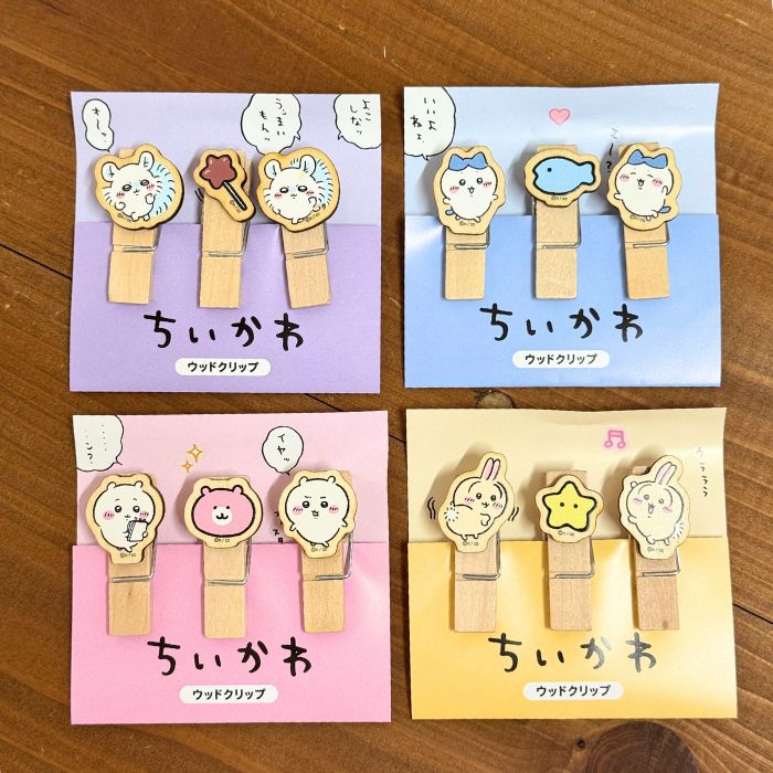 ちいかわ ウッドクリップ 木製クリップ キャラクターグッズ 文房具 メモ留め 写真 ギフトに ハチワレ うさぎ