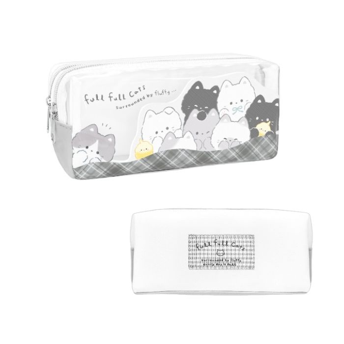 乐天商城 - 猫柄 フルフルアニマルペンポーチ　筆箱 ペンケース ネコ柄 黒猫 白猫 ハチワレ クーリア