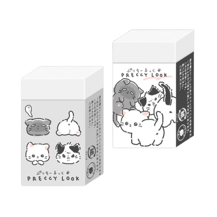猫柄 プリチールック まとまるくん消しゴム 白猫 グレイ ハチワレ クラックス