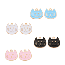 猫顔エナメルチャーム 3個 ピンク 水色 ホワイト ブラック パーツ